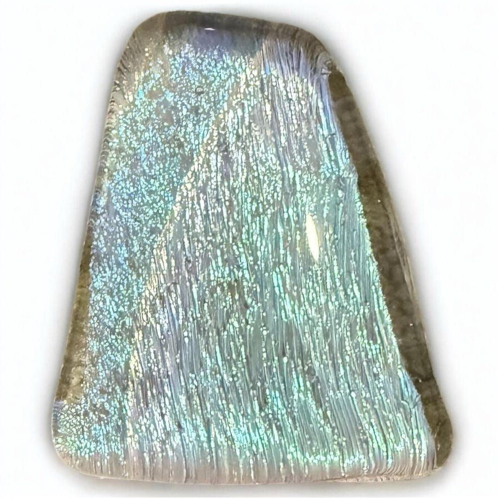 Dichroic Glass Pendant – Iridescent Ice Blue Textured Fused Art Piece